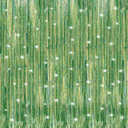 Crosize 2 Pack 3.3 x 9.9 ft Laser Green Foil Fringe Curtains Party Decorations, Laser Green Tinsel Curtain Backdrop for Parties, Door Streamers, Glitter Streamer Backdrop for Birthday Decoration
