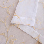 Sheer Curtains White-Beige 45 Inch Length Floral Embroidery Vintage Rod Pocket Voile Drapes for Living room, Bedroom, Window Treatments Semi Crinkle Curtain Panels for Farmhouse Set of 2, 52"x 45".