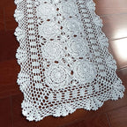 Phantomon Lace Table Runner Rectangular Table Cover Cloth Handmade Crochet Floral Placemats 100% Cotton (Floral White, 15x28Inch)