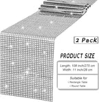 durony 2 Pack Disco Party Table Runner 11 x 108 Inch Mirror Silver Glitter Foil with Sparkle Sequin Table Runner for 70s Bachelorette Parties Disco Cowgirl Party Decorations