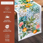 Maison d' Hermine Table Runner 100% Cotton Double Layer Table Runners 108 inches Long Decorative for Home Kitchen Dining Party Baby Shower Wedding Bridal Shower Spring Summer (Agrume, 14.50" x 108")