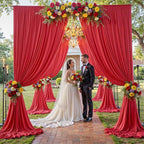 40×12ft Wrinkle Free Red Backdrop Curtain for Wedding Parties,8 Panels 5×12ft Long Soft Silky Polyester Backdrop Drapes Red Photo Back Drop Curtains for Photography Stage Christmas Background Cloth