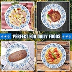 Charmount Blue Flower Printed Paper Plates - Bulk 8.5 Inch, 150pcs, Soak & Cut Proof for Parties & Daily Use