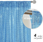 Blue Sequin Backdrop Curtain 4 Pieces 2FTx8FT Glitter Photography Backdrop for Party Wedding Birthday Christmas Decorations