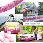 4 Pack Float Fringe Curtains, Metallic Foil Fringe Garland Shiny Tassel Foil Float Parade Float Decorations for Trailer Car Graduation Homecoming Valentine Outdoor Indoor Party (Pink)