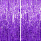 2 Pack Foil Curtain Backdrop Purple Metallic Tinsel Foil Fringe Curtains Photo Booth Props for Birthday Wedding Engagement Baby Shower Bachelorette Christmas Holiday Celebration Party Decorations