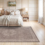 Bloom Rugs Washable Non-Slip 6' x 9' Rug - Taupe/Beige Traditional Medallion Area Rug for Living Room, Bedroom, Dining Room, and Kitchen - Exact Size: 6' x 9'