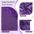 SquarePie Sequin Backdrop Curtain Not See Through Thick Glitter Background for Party 7FT x 7FT Purple