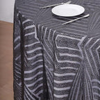 Efavormart 120" Black Sparkly Sequin Geometric Tulle Round Tablecloth