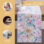 Maison d' Hermine Table Runner 100% Cotton Double Layer Table Runners 72 inches Long Decorative for Kitchen Dining Party Baby Shower Wedding Bridal Shower Spring Summer (Floral Love, 14.50" x 72")