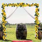 Uieke 3 Pack Artificial Sunflower Garland, 7.5ft/Strand Silk Sunflowers Hanging Vines Flowers with Green Leaves for Room Kitchen Garden Birthday Wedding Baby Shower Party Table Decor Large