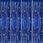 Picoway 4 Pack Foil Fringe Tinsel Backdrop Curtains, Birthday Engagement Bachelorette Party Decorations, Photo Booth Props Door Streamers Curtain (Blue)