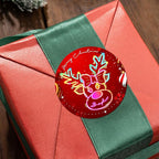 CALLIE Personalized Christmas Stickers with Custom Name, Waterproof Custom Christmas Name Tags Stickers, Peel and Stick Christmas Gift Tags (Cute Christmas Neon Reindeer)