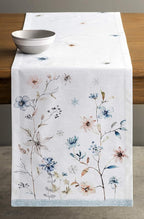 Maison d' Hermine Table Runner 100% Cotton Single Layer Table Runners 60 inches Long Decorative for Home Kitchen Dining Party Baby Shower Wedding Bridal Shower (Ice Florals, 14.50" x 60")