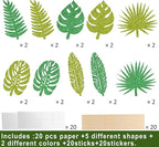 20pcs Glitter Tropical Leaves Centerpiece Decorations for Table Green Palm Leaf Theme Centerpiece Sticks Hawaiian Luau Birthday Decorations for Summer Jungle Theme Birthday Party Baby Shower Supplies