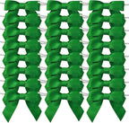 50pcs 3-1/2" Green Satin Ribbon Bows with Twist Ties Giant Bows for Christmas Holiday Gift Packing&Wrapping (Green)