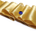 MDS Pack of 10 PCS Satin Chair Sashes Charmeuse Sateen Dining Chair Bows Ribbon Ties Back Sash for Wedding Party Birthday Home Hotel Restaurant Banquet Decoration (7 x 108 Inch, Gold)