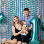 BRAVESHINE Blue Party Snowflake Backdrop - 2 Pack Hanging Foil Fringe Snow Flakes Party Streamers Curtain for Christmas Winter-Themed Frozen Birthday Baby Shower Holiday New Year Party Decorations
