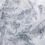 VISIONTEX White Sheer Voile Curtains, Decorative Blue Embossed Butterflies Rod Pocket Window Drapes for Home Kitchen, Living Room and Bedroom 54 x 72 Inch, Set of 2 Curtain Panels