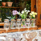 Set of 6 Vintage Glass Vases for Flowers Farmhouse Clear Glass Vases for Centerpieces Small Flower Vases with Twine Ties for Wedding, Parties & Home Decor