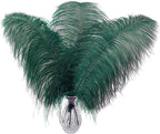Larryhot Green Large Ostrich Feathers - 10pcs 16-18 inch Feathers for Vase and Wedding Party,Christmas Decor(Blackish Green)