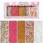 Confect Sprinkles – Princess Party Edible Sprinkles | Mix with Golden Pearl, Blue & White Dragees, , Mint green, White Sparkling Sugar & Pink Jimmies | Vegan, Gluten-Free Cake & Cupcake Decorating Topping - 5 Oz