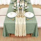 Fitable Faux Linen Tablecloths for Rectangle Tables: Water & Stain Resistant Farmhouse Table Cloth, Washable Burlap Textured Table Covers for Kitchen Dining Party(2 Pack, 60x84 Inch, Sage Green)