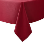 Biscaynebay Textured Fabric Christmas Rectangle Table Cloth 70x120 Inch, Red Water Resistant Tablecloths for Dining, Kitchen, Wedding and Parties, Machine Washable