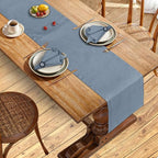 Ruvanti Linen Table Runner 120 Inches, Classic Hemstitch, Washable, Reusable, Non-Slipping, Stain Resistant- Perfect for Parties, Weddings, Dinners, Thanksgiving, Christmas, Indoor use – Grey