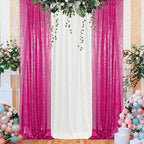 ShinyBeauty 4x10ft Fuchsia Sequin Backdrop | 2 Panels Glitter Curtains for Wedding, Parties, and Photography Backgrounds
