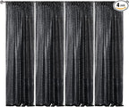 Sugargirl Halloween Black Sequin Backdrop Curtain 4 Panels 2FTx8FT Glitter Black Background Drapes Sparkle Photography Backdrop for Party Wedding Birthday Wall Decoration