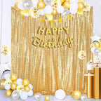 QueenDream Gold Sequin Backdrop Curtain Party Decorations: 10ft x 10ft Glitter Background Sequin Fabric for Wedding Birthday Ceremony