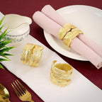 Gold Napkin Rings, Napkin Ring Set of 12, Napkin Holders for Dining Table Settings Thanksgiving Metal Serviette Ring Rustic Table Décor for Weddings, Parties, and Everyday Use 1.5" Ring - CLEENTABLE