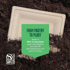 100% Compostable Square Paper Plates [50-Pack] - {PFAS-Free} - {BPI Certified} - [10 Inch] Heavy Duty, Eco-Friendly, Biodegradable Bagasse Dinner Plates - Natural Brown 10" Plate by Stack Man