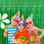 BTSD-home 10 Pack Green Foil Fringe Curtain, Metallic Photo Booth Backdrop Tinsel Door Curtains for St Patricks Day Birthday Bridal Baby Shower Bachelorette Christmas Party Decorations(8ft x 3ft)