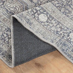 Bloom Rugs Washable Non-Slip 10 ft Runner - Blue/Steel Gray/Beige Traditional Medallion Runner for Entryway, Hallway, Bathroom, and Kitchen - Exact Size: 2.5' x 10'