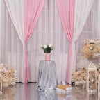 Pink Sequin Backdrop Curtains,2 Panels 2ft x 8ft Sequin Photography Backdrop Curtain for Wedding Party Xmas Decoration, Pink