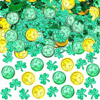 MARFOREVER St. Patrick's Day Shamrock Confetti, Green Gold Shamrock Metallic Foil Glitter Confetti Clover Scatters Table Centerpiece Decorations for St Patrick's Day Party Irish Birthday Supply Favors
