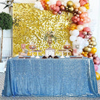 QueenDream Sequin Tablecloth 60"x102" Sparkly Party Table Cloths Sequin Table Cloth Overlay for Wedding Birthday Baby Shower Decoration Baby Blue