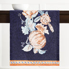Maison d' Hermine Table Runner 100% Cotton Single Layer Table Runners 72 inches Long for Thanksgiving Christmas Decorations Home Kitchen Dining Party Wedding (Pumpkin Blues, 14.5" x 72")