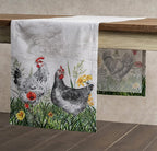 Maison d' Hermine Table Runner 100% Cotton Single Layer Table Runners 108 inches Long Decorative for Home Kitchen Dining Party Wedding Bridal Shower Spring Summer (Basse Cour, 14.50" x 108")