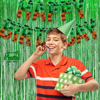 Green Tinsel Curtain Party Backdrop - GREATRIL Foil Fringe Streamers for St Patrick’s Day/Luau/Turtle/Hawaiian/Dinosaur/Ghost/Football/Christmas Decorations 2 Packs