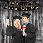 Black Tinsel Curtain Party Backdrop - GREATRIL Party Streamers Backdrop Foil Fringe Curtains for Birthdays/Wizard Halloween Decorations - 1m x 2.5m - Pack of 2