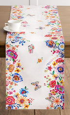 Maison d' Hermine Table Runner 100% Cotton Double Layer Table Runners 108 inches Long Decorative for Home Dining Party Wedding Bridal Shower Spring Summer (Happy Florals - High Summer, 14.50" x 108")