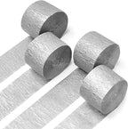 PartyWoo Silver Crepe Paper Streamers 4pcs 328ft Pack of Silver Crepe Paper for Wedding Bachelorette Birthday Baby Shower Bridal Shower Engagement Anniversary New Year Graduation Party Decorations