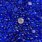 Galashield Flat Glass Marbles for Vases Cobalt Blue Glass Gems Beads Pebbles Vase Filler (1 LB, Approx. 105 PCS)