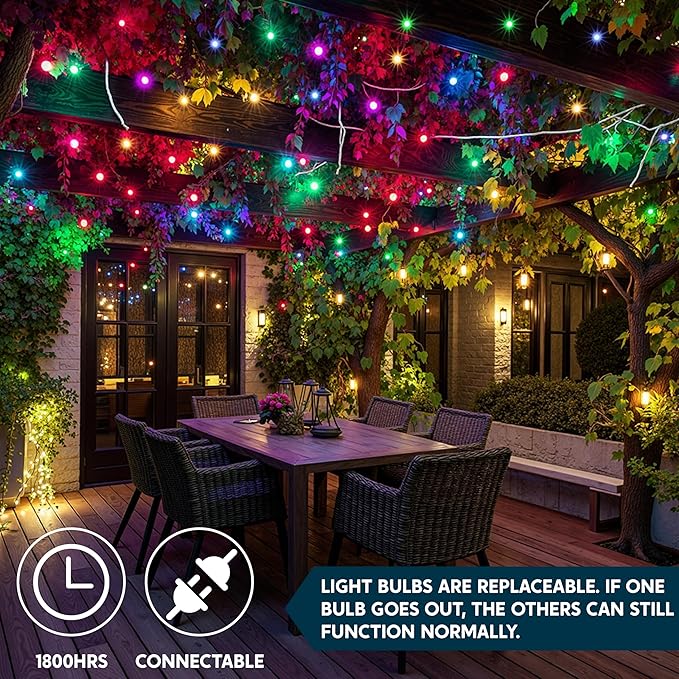 Joiedomi Christmas String Lights Indoor,100 Count Mini Multicolor Light with 21.4 FT White Wire,Lighting Decor for Patio Dorm Classroom Bedroom Holiday Wedding Party Garland Birthday Festival
