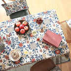 patdrea Designer Blue Tablecloth for Rectangle Table,Vintage Linen with Leaves and Floral Pattern Tablecloths,Farmhouse Decor Cover for Kitchen Dining Christmas,Thanksgiving,63"x87"-Ivar a
