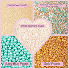 Confect Sprinkles- Fairytale Frozen Cake Decorating Sprinkles – Teal, White & Glittering Gold Pearl Dragees, Pearl Jimmies & White Sparkling Sugar – Edible Sprinkle Mix for Cakes, Cupcakes, Cookies & Party Desserts- Vegan, Gluten-Free, Nut-Free, Soy-Fr...