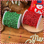 JULBEAR Beads Garland Decoration, 1Rolls 131Feet Red Christmas Pearl Strands Chain Bead Garland for Christmas Tree Fireplace Wreath Gift Bouquet Crafts Wrapping Wedding Party Centerpieces Decoration